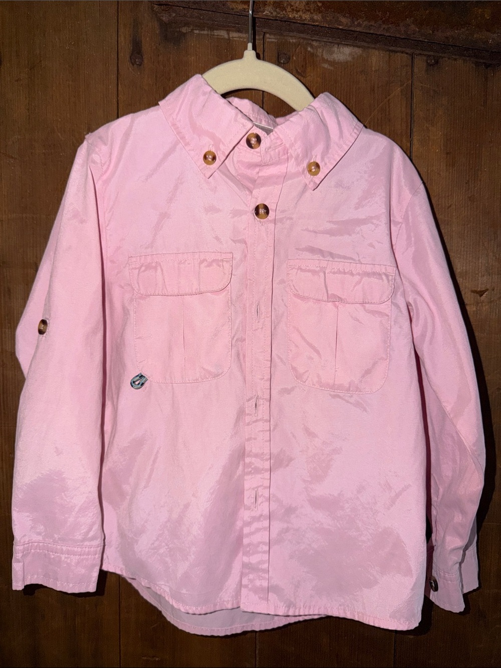 Girls' Pink Button-Down Utility Shirt